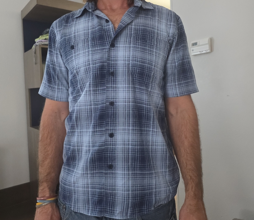 Orvis Navy and White Plaid Casual Shirt